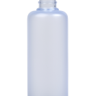 The Boston Round Bottle is a frosted, translucent plastic bottle with a cylindrical shape and no label, featuring a threaded neck suitable for a screw-on cap. The bottle is empty and standing upright on a white background.