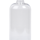A clear, empty Boston Round Bottle, featuring a cylindrical shape and a screw-top lid opening. The bottle has smooth, transparent sides and is showcased against a plain white background, with no labels or markings visible.