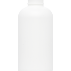 A plain, white, cylindrical Boston Round Bottle made of plastic with a smooth surface and a screw-cap opening, seen from a front view. The cap is open, and no label or markings are visible on the bottle.