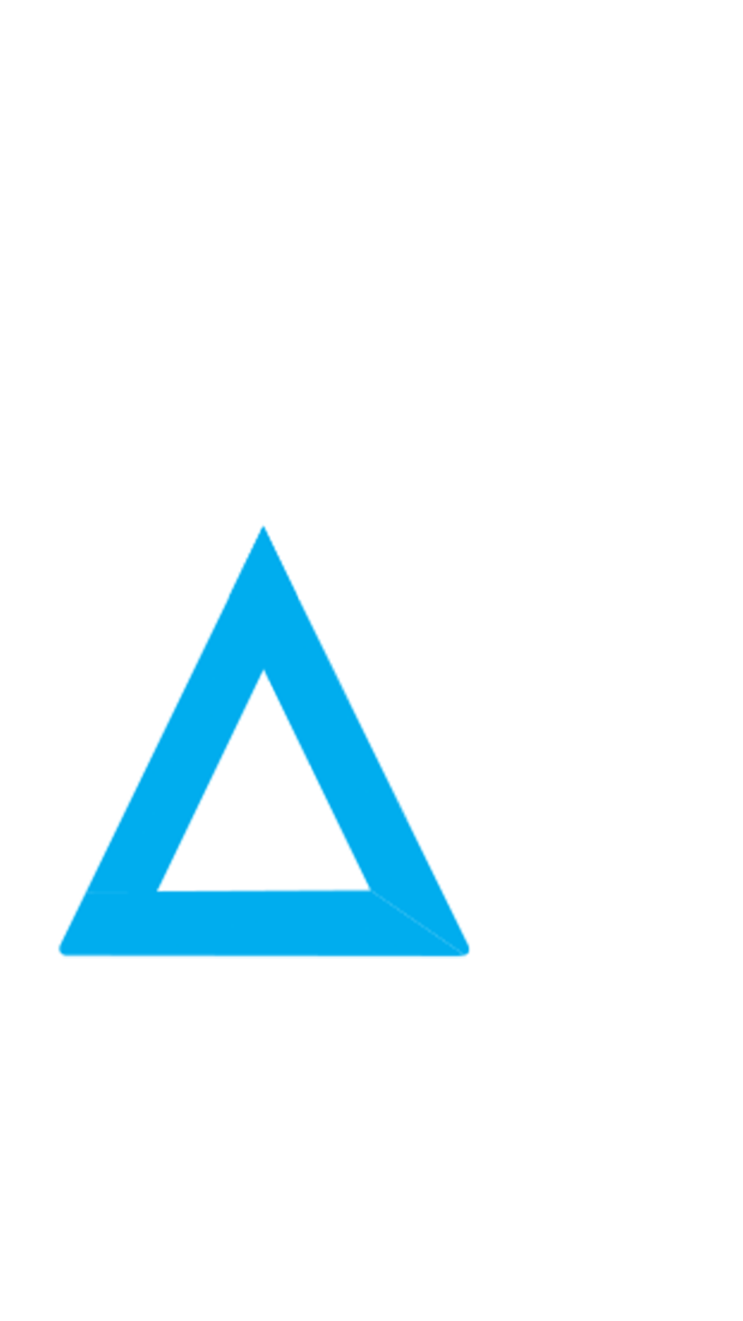 A stylized, blue triangular logo featuring a hollow, inverted triangle at its center. The logo has a gradient effect from darker blue at the base to lighter blue at the top, with horizontal streaks creating a sense of motion. The background is white.