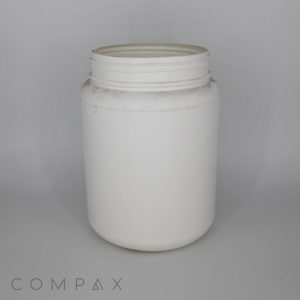 A large, open white plastic container sits against a plain gray background. The container is cylindrical and lacks any labels or markings, with a wide, open top. The word "COMPAX" is faintly visible in the bottom left corner of the image.