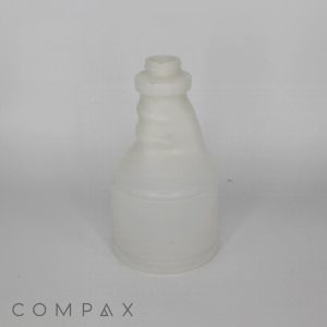 A white, translucent bottle with a contoured neck and a wide base. The bottle has no visible label or markings. The background is plain white, and the word "COMPAX" is partially visible in the lower left corner.