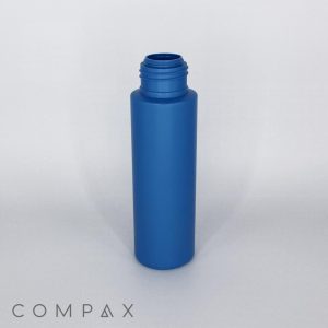 A blue cylindrical plastic bottle with a screw-top neck, standing upright against a plain white background. The brand name "COMPAX" is displayed in grey text at the bottom left corner.