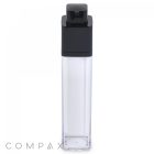 A Square Double Wall Airless Bottle with a black top.