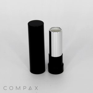 A black and silver Round Lipstick.