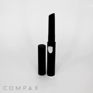 A sleek, black vape device, designed to resemble a pen, with a detached cap resting beside it on a plain white background. The product name "Round Click Up Pen" is displayed in grey letters on the bottom left corner.