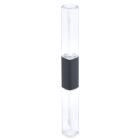 The Square Dual Lip + Eye Bottle is a clear, double-ended plastic cosmetic container with a black center band. One end features a brush applicator while the other end has a sponge tip. The brand name "COMPAX" is positioned in the bottom left corner.