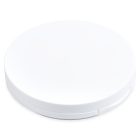 A Single Well Round Compact with Mirror, featuring a round, white design and the brand name "COMPAX" displayed in light gray text at the bottom left corner. The case boasts a simple and minimalist aesthetic against a plain white background.
