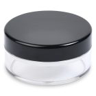 A clear cylindrical container with a black lid, identified as the "20ml Powder Sifter Jar." The container is empty and appears to be designed for holding small items like cosmetics or creams. The brand name "COMPAX" is visible at the bottom of the image.