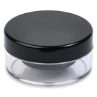 A transparent 16.5ml powder sifter jar with a black screw-on lid. The base of the jar is clear, making the contents visible, and it has "COMPAX" printed below it.