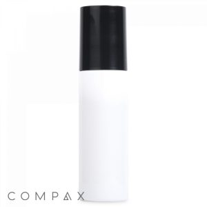 A 120 mL PET bottle in a white cylindrical shape with a black cap, positioned against a plain white background. The word "COMPAX" is printed in gray at the bottom left corner of the image.