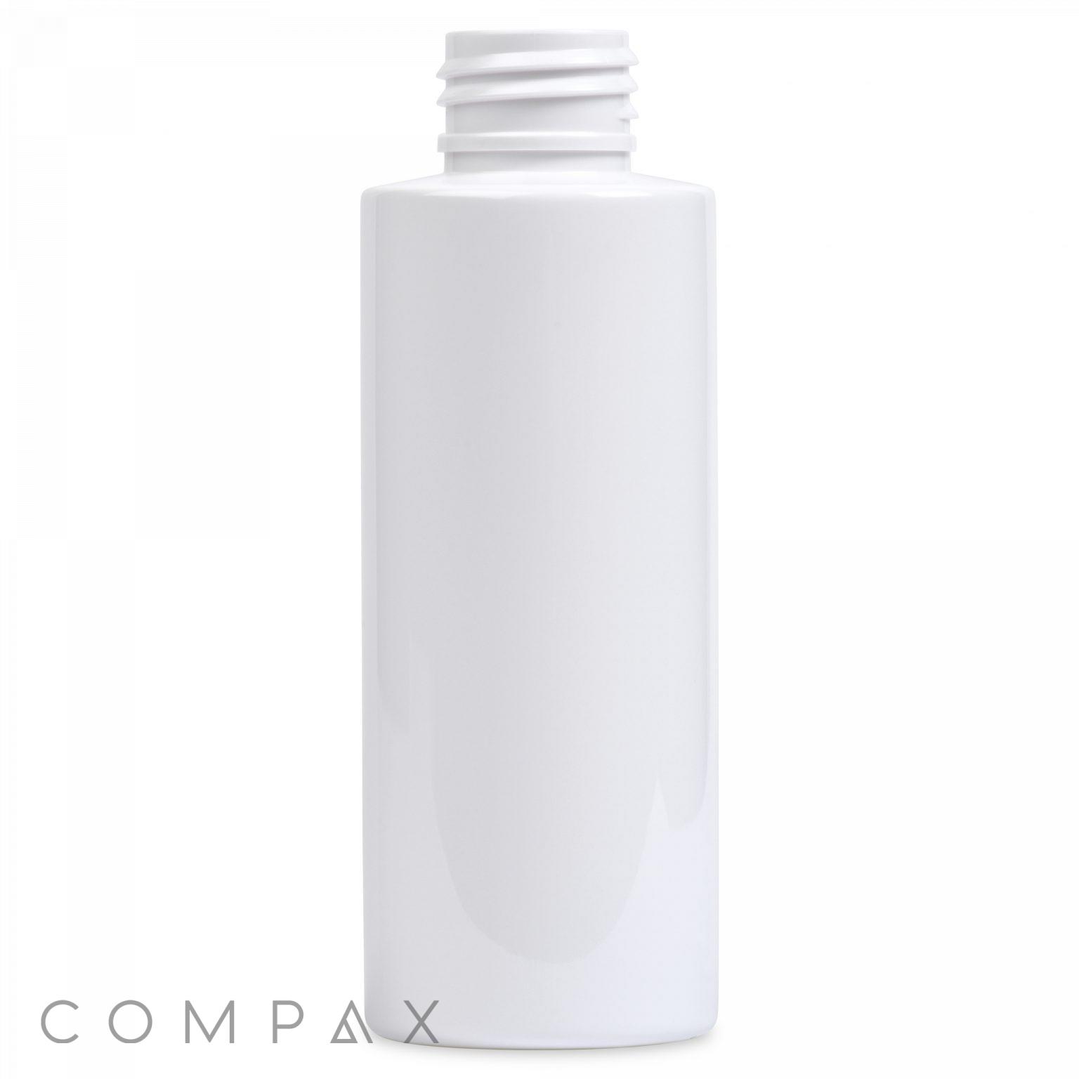 A white Cylinder Round Bottle with a cap.