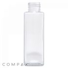 Clear, square-shaped 100 mL PET Bottle with an open screw-top. The word "COMPAX" is written in the bottom left corner of the image. The bottle is empty and stands against a plain white background.