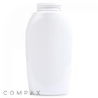 A tall, white, and opaque 120 mL PET bottle with a cylindrical shape, wide shoulders, and a screw-on cap. The bottle is plain with no label or markings, and "COMPAX" is written in gray text near the bottom left corner.