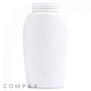A tall, white, rectangular plastic bottle made of PET with rounded edges and a screw-top lid. The bottle features a sleek, smooth design and is empty without any labels. At the bottom left corner, the word "COMPAX" appears in light gray text on the 100 mL PET Bottle.