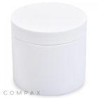 A minimalist, white 400mL PET Jar with a matching flat white lid, featuring a plain cylindrical design and set against a white background. The word "COMPAX" is faintly visible in the bottom left corner.