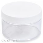 A 270mL PET Jar with a clear plastic body and a white screw-on lid is displayed against a white background. The word "COMPAX" is visible in gray text at the bottom left corner of the image.