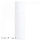 A sleek, white 200 mL PET bottle with a matching cap, designed with minimalist aesthetics. The brand name "COMPAX" is displayed in grey letters at the bottom-left corner against a white background.