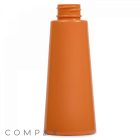 The image features an orange, triangular plastic bottle with a screw-top opening, displayed against a white background. The label "COMPAX" appears in light gray letters at the bottom left corner of the image. This bottle is identified as the 120 mL PET Bottle.