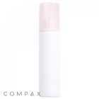 A tall, cylindrical white 150 mL PET bottle with a light pink cap features the text "COMPAX" in grey at the bottom left corner of the image, showcasing a simple and minimalist design.