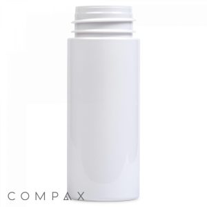 A plain white 150 mL PET Foamer Bottle with a cylindrical shape and a threaded neck for a screw-on cap. The bottle is standing upright on a white surface, and the word "COMPAX" is visible in the bottom left corner.