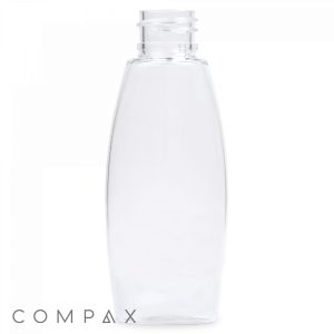 A clear, empty 50 mL PET Bottle with a cylindrical shape and a screw-top opening is centered against a white background. The word "COMPAK" is in the bottom left corner. The bottle is designed for packaging products like liquids, gels, or creams.