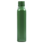A tall, green Drug Oval Bottle made of plastic with a screw top opening and a smooth, cylindrical shape; the word "COMPAX" is visible in the bottom left corner of the image.