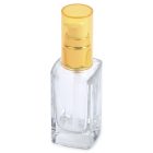 A 30mL Glass Square Bottle with a golden pump and cap sits on a white background. The bottle features a sleek, rectangular design, and "COMPAX" is written in gray letters at the bottom left corner of the image.