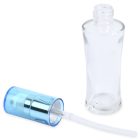 A clear, empty 30mL Glass Fluted Bottle with the pump and cap detached. The pump and cap, located to the left of the bottle, have a blue hue and an attached plastic tube. The open bottle stands upright, and the brand name "COMPAX" is visible at the bottom left.