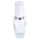 A clear 30mL glass fluted round bottle with a silver screw-on cap, commonly used for cosmetics or skincare products. The bottle features the brand name "COMPAX" at the bottom.