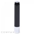 A sleek black and white cylindrical lipstick with a glossy finish, standing upright. The black portion covers the majority of the cylinder, while the base remains white. The word "Round Lipstick" is inscribed in light gray text at the bottom left corner.