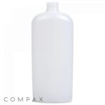 A tall, empty, opaque plastic bottle with a wide mouth and no cap, displayed against a white background. The brand name "COMPAX" is visible at the bottom left corner of the image. It is labeled as a 12oz Oval Bottle.