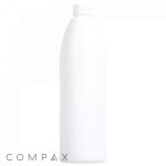 A white, cylindrical plastic bottle with a screw-top cap, featuring the Compax logo in the bottom left corner. The bottle is empty and has a simple, minimalist design.