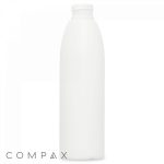 A plain, white plastic bottle with a slightly tapered neck and no cap. The bottle has a cylindrical shape and smooth finish. The word "COMPAX" is visible in the bottom left corner of the image.