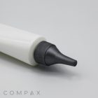 A close-up of a white tube with a black pointed nozzle, labeled "30mm Needle Nose Twist," laid on its side against a plain light gray background. The bottom-left corner of the image features the word "COMPAX" in a subtle gray font.