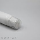 The 40mm Silicone Brush Applicator is a white cylindrical bottle featuring a transparent cap that covers a small brush at the top, both integrated into the bottle's design. The word "COMPAX" is displayed in light grey in the bottom left corner of the image, which has a plain white background.