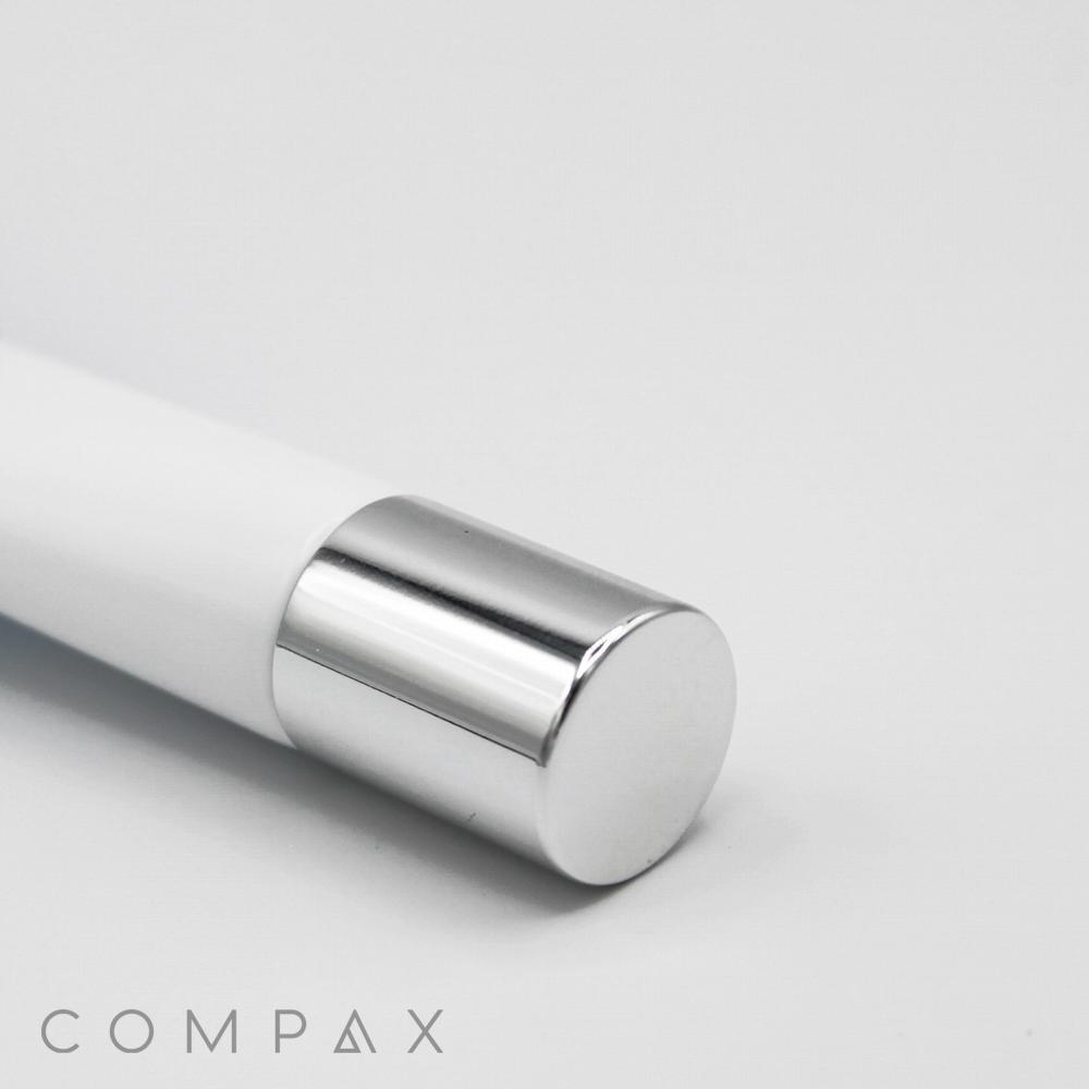 A close-up photograph showing the top part of a cylindrical object with a shiny silver cap and a white body. The words "19mm Needle Nose" are written in light gray letters at the bottom left of the image against a plain white background.