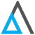 A minimalist logo featuring two overlapping triangles. The larger outer triangle is dark gray, while the smaller, inner triangle is bright blue. The design creates a modern and geometric appearance.