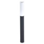 The Round Mascara Bottle, with its sleek cylindrical shape, shiny silver cap, and matte black body, stands upright against a white background.