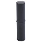 The Round Lipstick, a sleek black cylindrical container with a seamless design, stands upright against a white background. It features a smooth surface and has a slightly tapered section in the middle.
