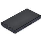 The 5 Well Rectangular Compact is a closed, black carrying case with smooth edges and a slight indentation along one side, likely for opening. The case appears compact and sleek, suitable for holding small items like utensils, electronic accessories, or writing instruments.