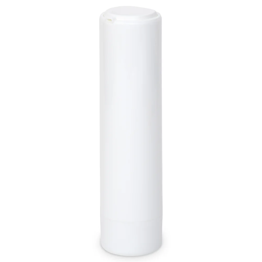 A white modern cylindrical airless pump bottle.